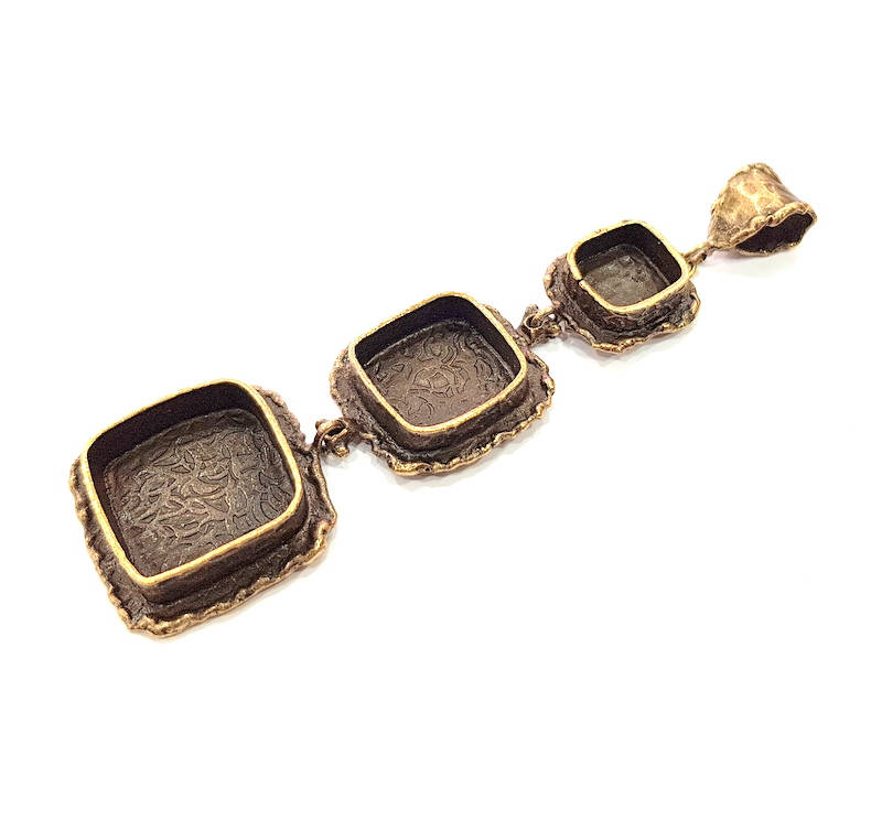 Antique Bronze Pendant Blank inlay Blank Mosaic Blank Resin Blank Bezel Base Mounting Antique Bronze Plated Brass (18+14+10mm blank) G11736