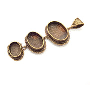 Antique Bronze Pendant Blank inlay Blank Mosaic Blank Resin Blank Bezel Base Mounting Bronze Plated Brass (25x18+20x15+14x10mm) G11739