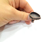 Copper Ring Settings inlay Ring Blank Mosaic Ring Bezel Base Cabochon Mountings (25x18mm blank ) Antique Copper Plated Brass G11767