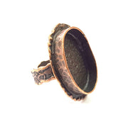 Copper Ring Settings inlay Ring Blank Mosaic Ring Bezel Base Cabochon Mountings (25x18mm blank ) Antique Copper Plated Brass G11768
