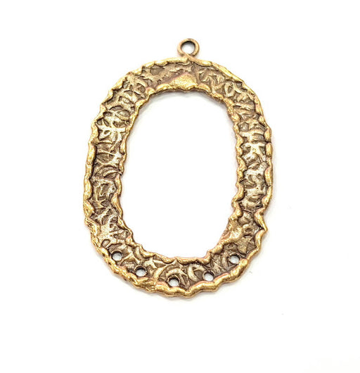 Hammered Oval Connector Charm Antique Bronze Connector Antique Bronze Plated Brass (49x31mm) G11781