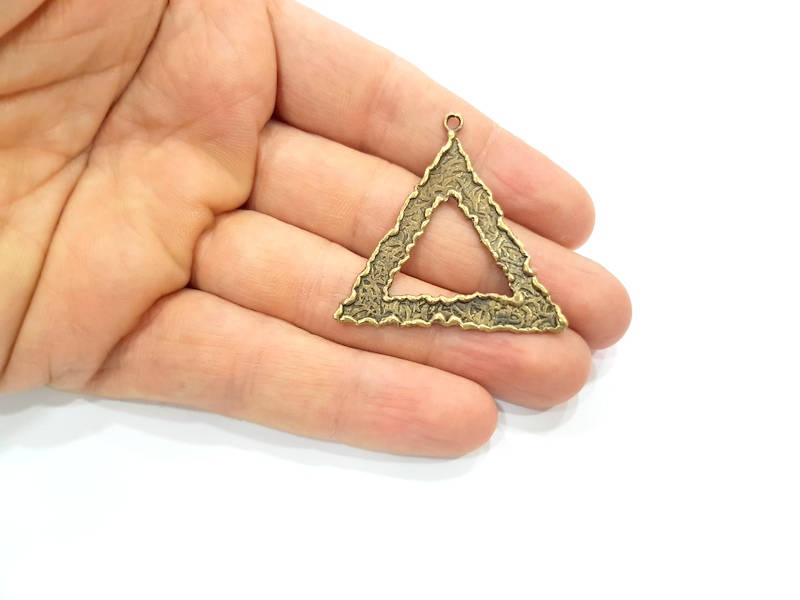 Hammered Triangle Charm Antique Bronze Connector Antique Bronze Plated Brass (42x42mm) G11793