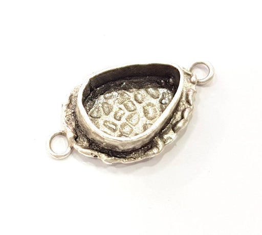 Silver Pendant Blank Connector Mosaic Base Blank inlay Blank Necklace Blank Resin Blank Antique Silver Plated Brass ( 14x10mm blank )  G9793