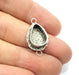 Silver Pendant Blank Connector Mosaic Base Blank inlay Blank Necklace Blank Resin Blank Antique Silver Plated Brass ( 14x10mm blank )  G9793