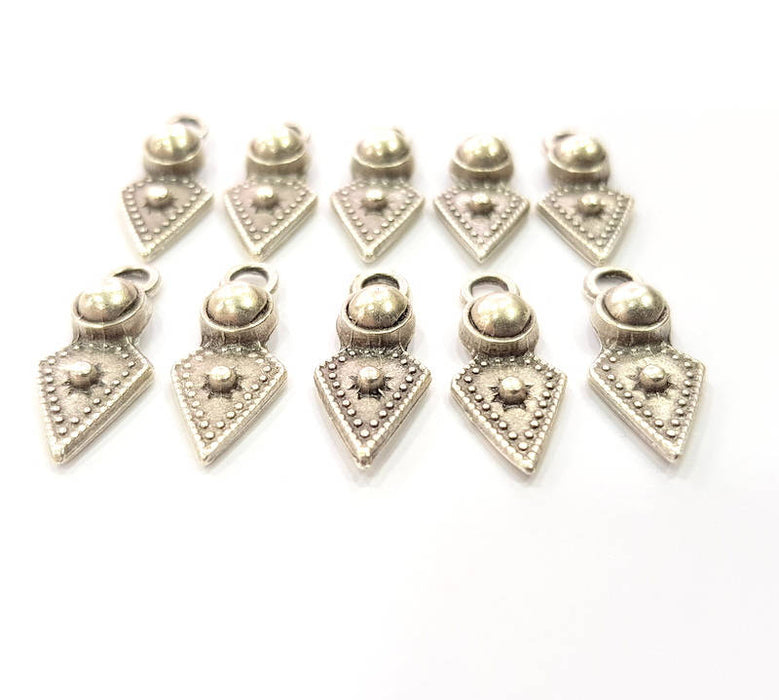 10 Silver Charms Antique Silver Plated Charms (23x9mm) G9802