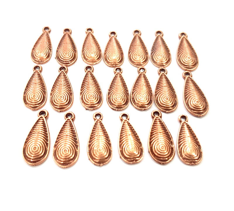 20 Drop Charm Antique Copper Charm Antique Copper Plated Charm (17x7mm) G9824