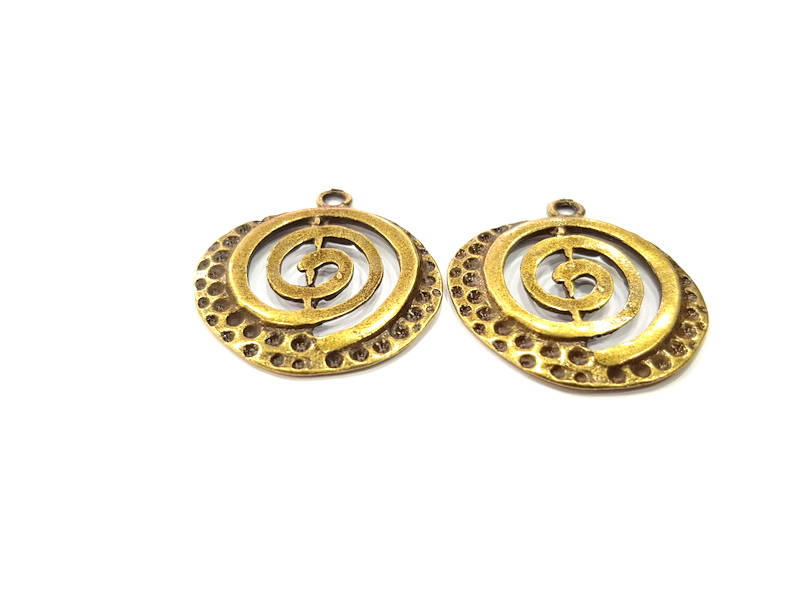 2 Antique Bronze Charm Antique Bronze Plated Charm (35x31mm) G9828