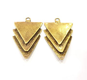 2 Triangle Pendant Antique Bronze Plated Pendant (47x32mm) G9833