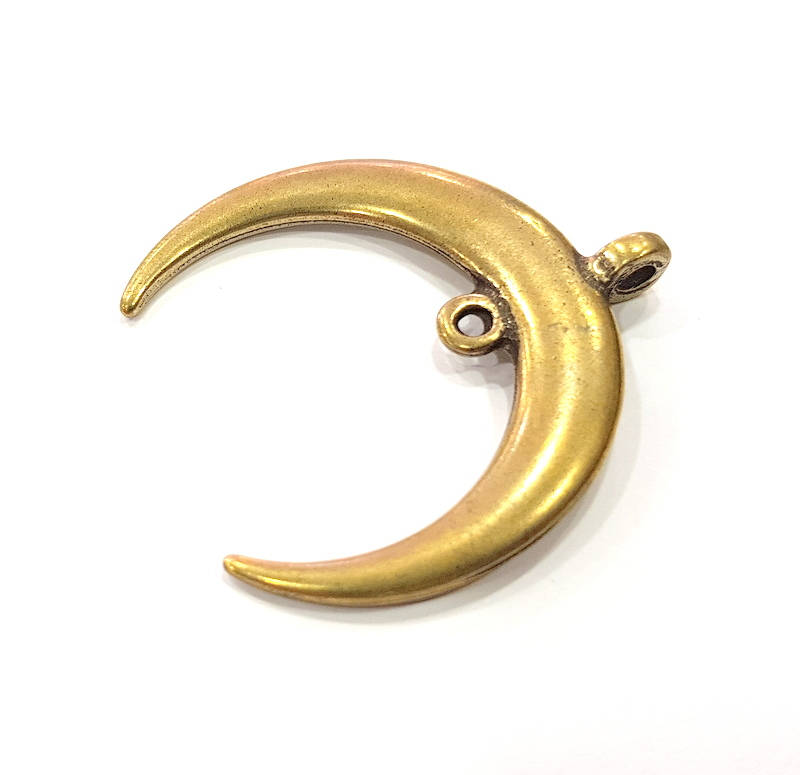 2 Crescent Charms Moon Charms Antique Bronze Charms (40x38mm) G10800