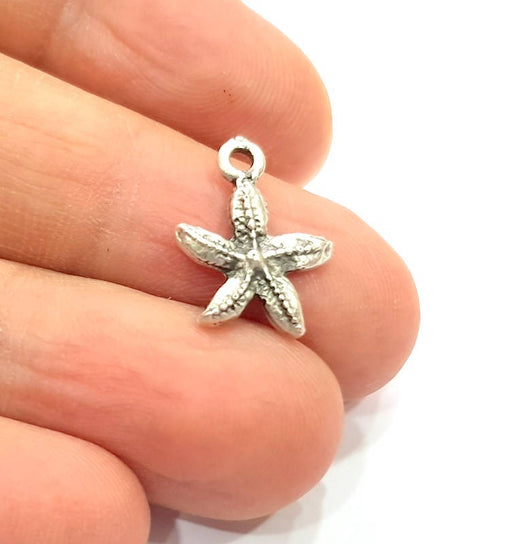 10 Starfish Charm Silver Charms Antique Silver Plated Metal (17x12mm) G11805