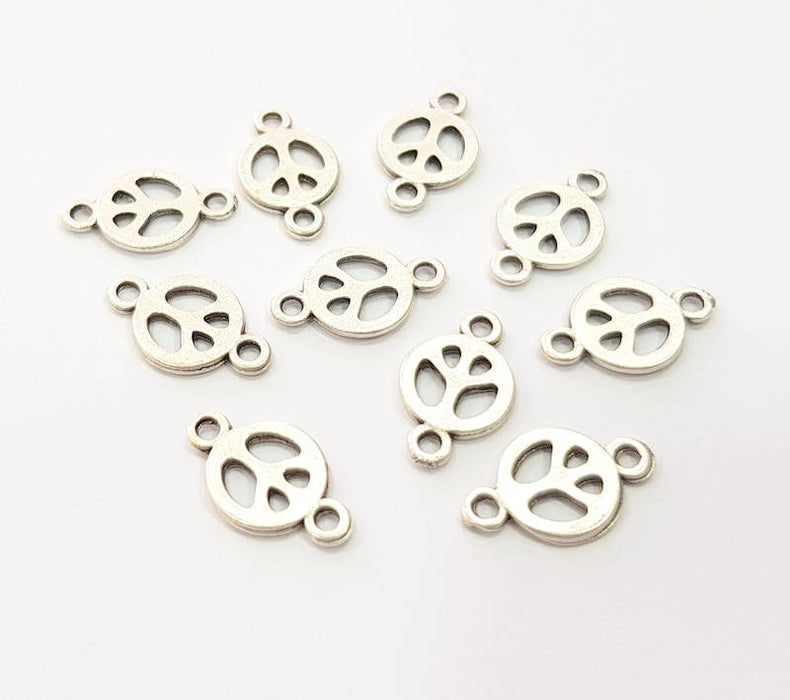 20 Peace Charm Silver Charms Antique Silver Plated Metal (15x9mm) G11807