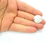 4 Hammered Round Charm Connector Silver Charms Antique Silver Plated Metal (20mm) G11809