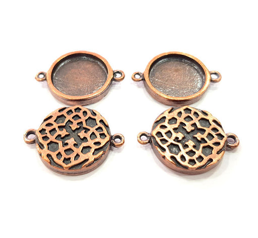 4 Copper Connector Blank Mosaic Base inlay Blank Necklace Blank Resin Mountings Antique Copper Plated Metal ( 18 mm round blank) G11813