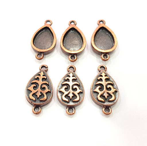6 Copper Connector Blank Mosaic Base inlay Blank Necklace Blank Resin Mountings Antique Copper Plated Metal ( 14x10 mm drop blank) G11816