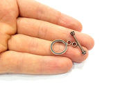 2 Toggle Clasps Antique Copper Connector Antique Copper Plated Metal  G11817