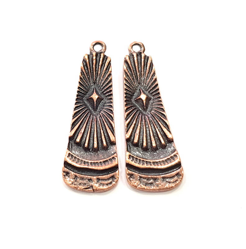2 Tribal Charm Copper Charm Antique Copper Charm Antique Copper Plated Metal (48x15mm) G11824