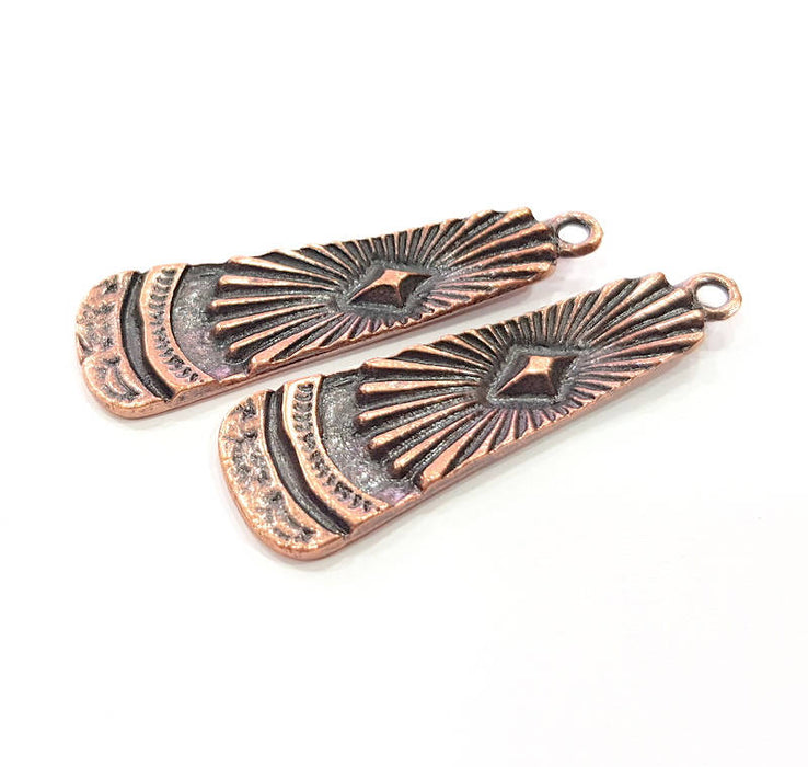 2 Tribal Charm Copper Charm Antique Copper Charm Antique Copper Plated Metal (48x15mm) G11824