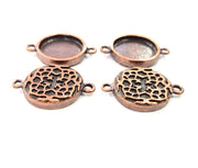 4 Copper Connector Blank Mosaic Base inlay Blank Necklace Blank Resin Mountings Antique Copper Plated Metal ( 20 mm round blank) G11831