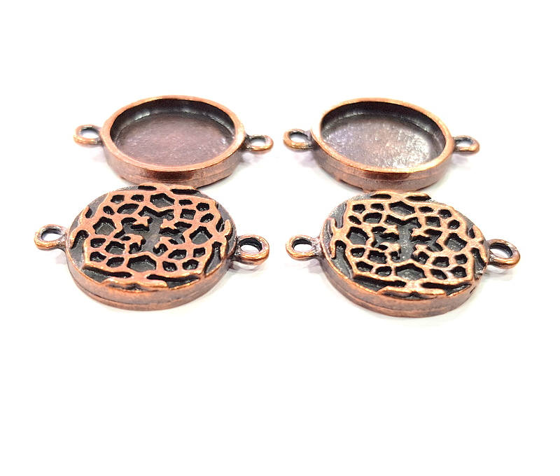 4 Copper Connector Blank Mosaic Base inlay Blank Necklace Blank Resin Mountings Antique Copper Plated Metal ( 20 mm round blank) G11831
