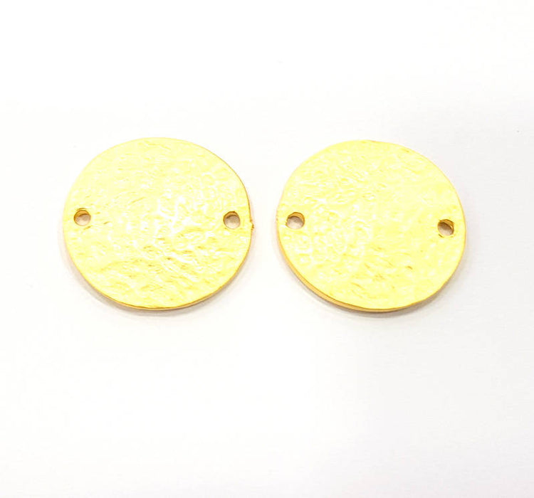 2 Gold Hammered Connector Gold Plated Metal (20mm)  G11834