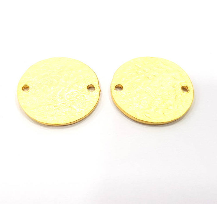 40 Gold Hammered Connector Gold Plated Metal (20mm)  G11834