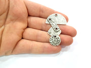 2 Silver Charms Antique Silver Plated Charms (52x33mm) G9887