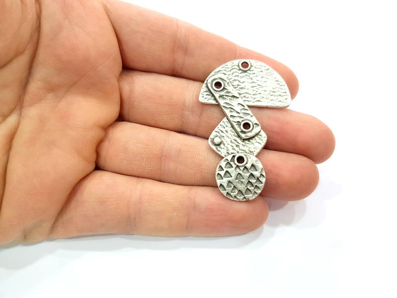 2 Silver Charms Antique Silver Plated Charms (52x33mm) G9887