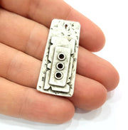 2 Silver Charms Antique Silver Plated Charms (43x19mm) G9888