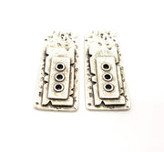 2 Silver Charms Antique Silver Plated Charms (43x19mm) G9888