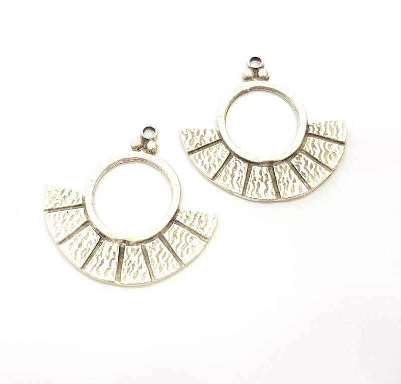 2 Silver Charms Antique Silver Plated Charms (42x41mm) G9893