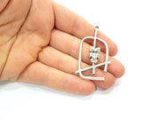 2 Owl Charms Antique Silver Plated Charms (52x31mm) G9896