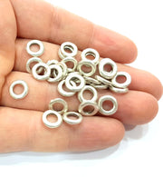 20 Silver Rondelle Beads Antique Silver Plated Beads 10mm  G9897