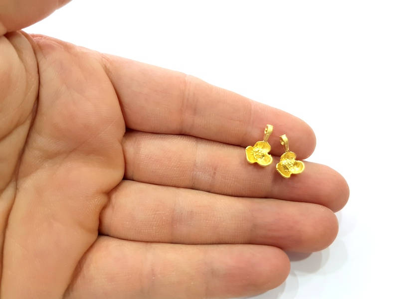 6 Gold Flower Charm Gold Plated Charms  (13x9mm)  G9901