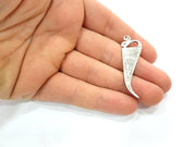 4 Silver Charms Antique Silver Plated Charms (47x15mm) G9904