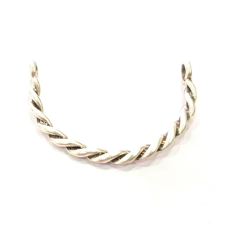2 Silver Bangle Component Bracelet Components Antique Silver Plated Metal G14390