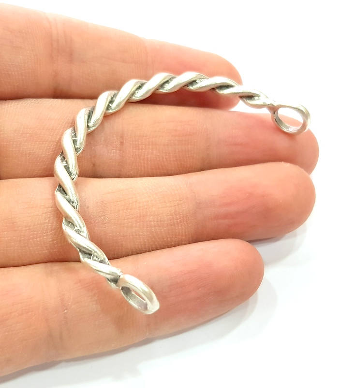 2 Silver Bangle Component Bracelet Components Antique Silver Plated Metal G14390