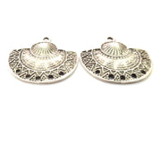 2 Silver Charms Connector Antique Silver Plated Charms (31x29mm) G9907