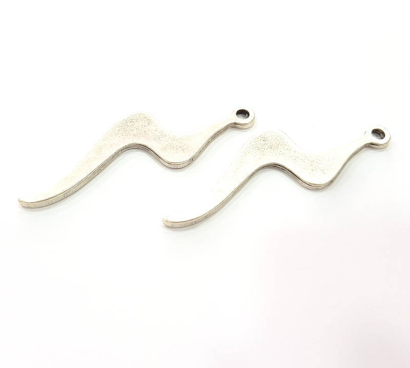 2 Lightning Charms Antique Silver Plated Charms (73x21mm) G13924