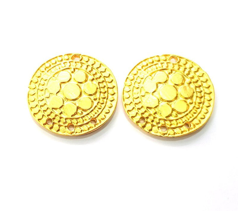 2 Gold Connector Charm Gold Plated Charms  (26mm)  G9932