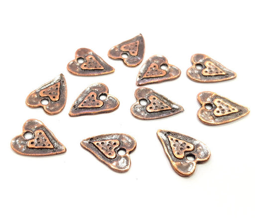 20 Copper Heart Charm Antique Copper Charm Antique Copper Plated Metal (14x11mm) G11846