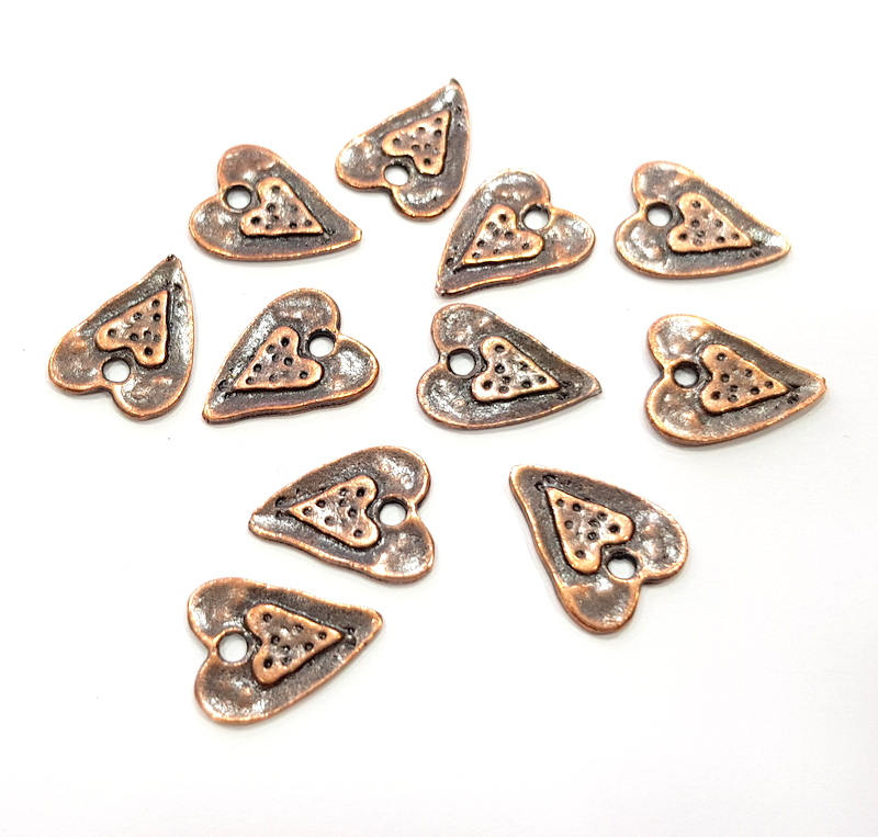 20 Copper Heart Charm Antique Copper Charm Antique Copper Plated Metal (14x11mm) G11846