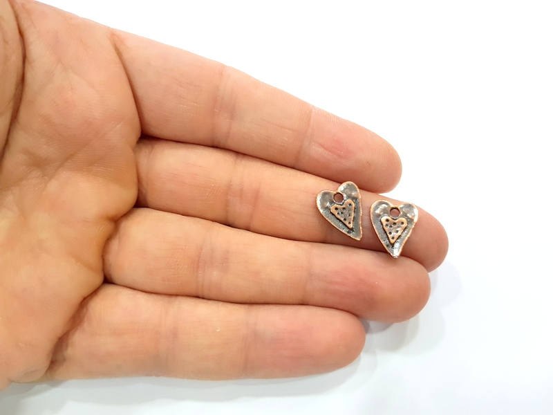 20 Copper Heart Charm Antique Copper Charm Antique Copper Plated Metal (14x11mm) G11846