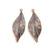 4 Copper Leaf Charm Antique Copper Charm Antique Copper Plated Metal (44x14mm) G11848