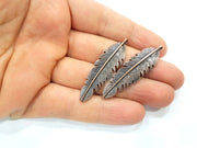 2 Copper Color Feather Charm Antique Copper Charm Antique Copper Plated Metal  (50x14mm) G11850