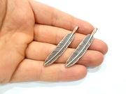 4 Copper Feather Charm Antique Copper Charm Antique Copper Plated Metal  (55x9mm) G17512