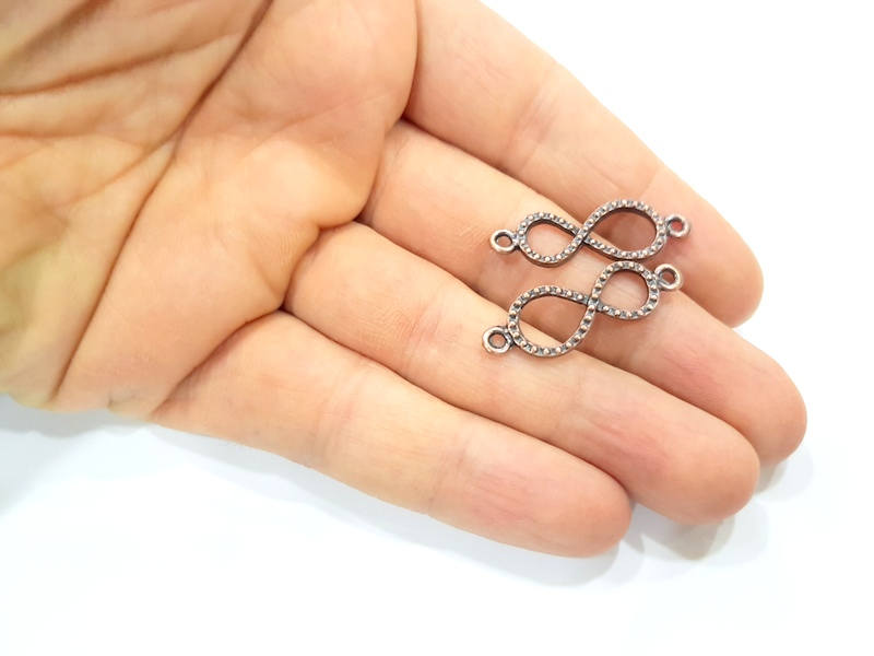 10 Copper infinity Charm Antique Copper Charm Antique Copper Plated Metal  (32x10mm) G11860