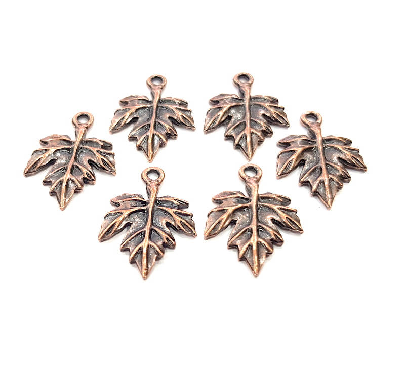 8 Copper Leaf Charm Antique Copper Charm Antique Copper Plated Metal (26x18mm) G11861