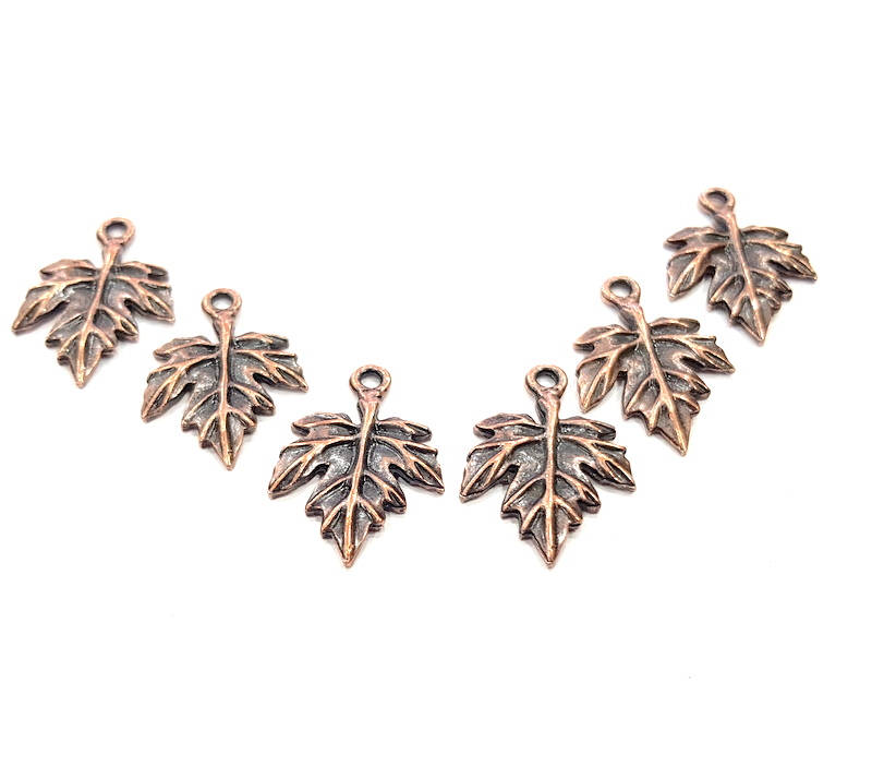 8 Copper Leaf Charm Antique Copper Charm Antique Copper Plated Metal (26x18mm) G11861