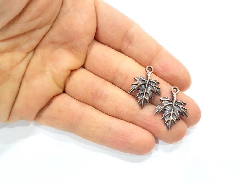 8 Copper Leaf Charm Antique Copper Charm Antique Copper Plated Metal (26x18mm) G11861