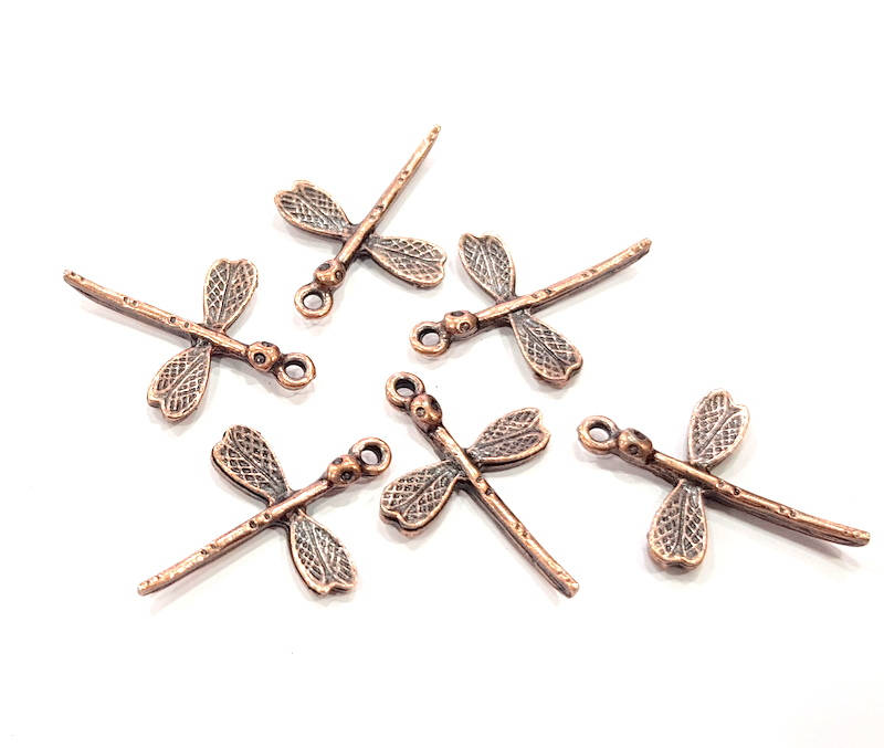 10 Copper Dragonfly Charm Antique Copper Charm Antique Copper Plated Metal (27x19mm) G14402
